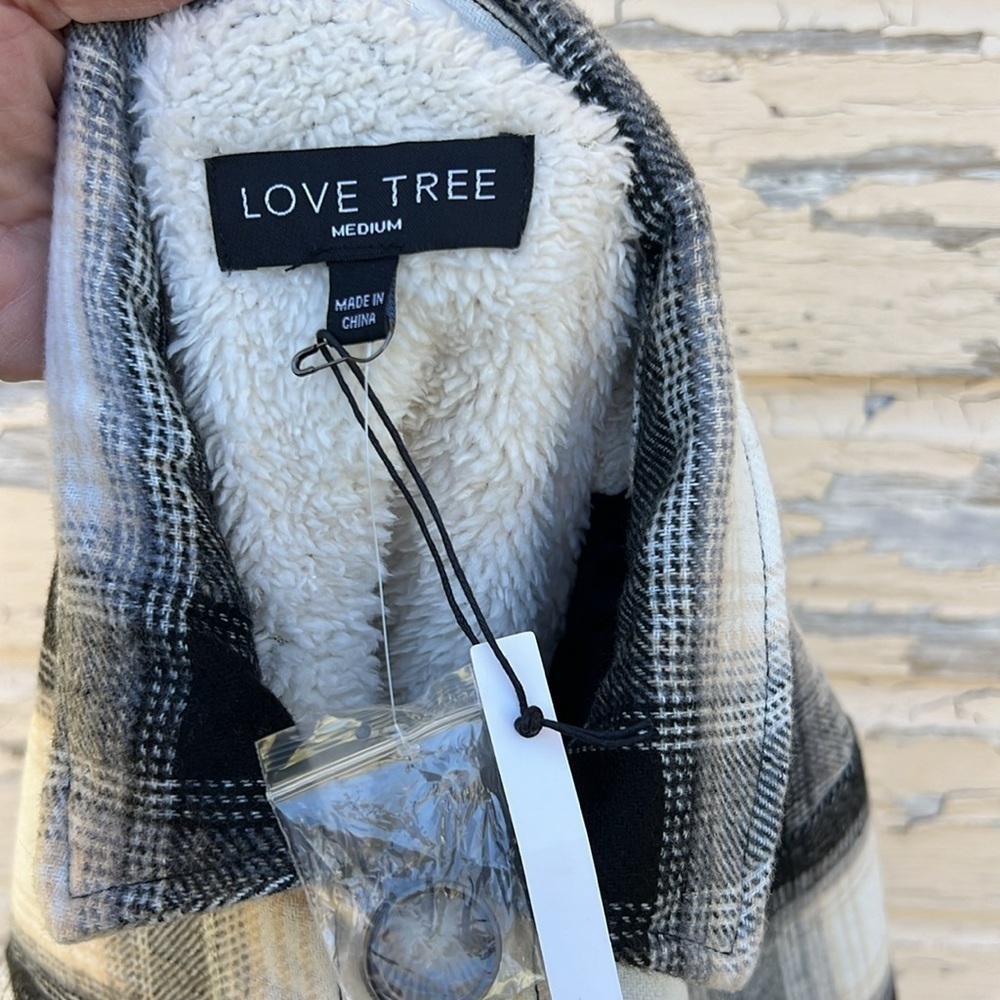 Love Tree Fleece Lined Plaid Oversized Western Chore Jacket Shacket Coat Med H - Picture 9 of 9